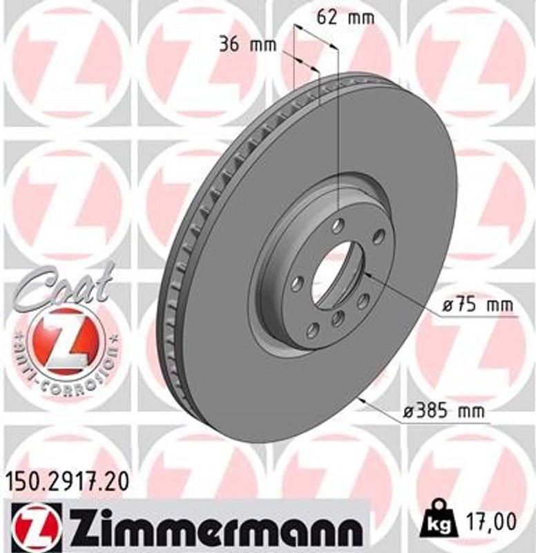 Zimmermann 150.2917.20 Disc Brake Rotor - Front Left