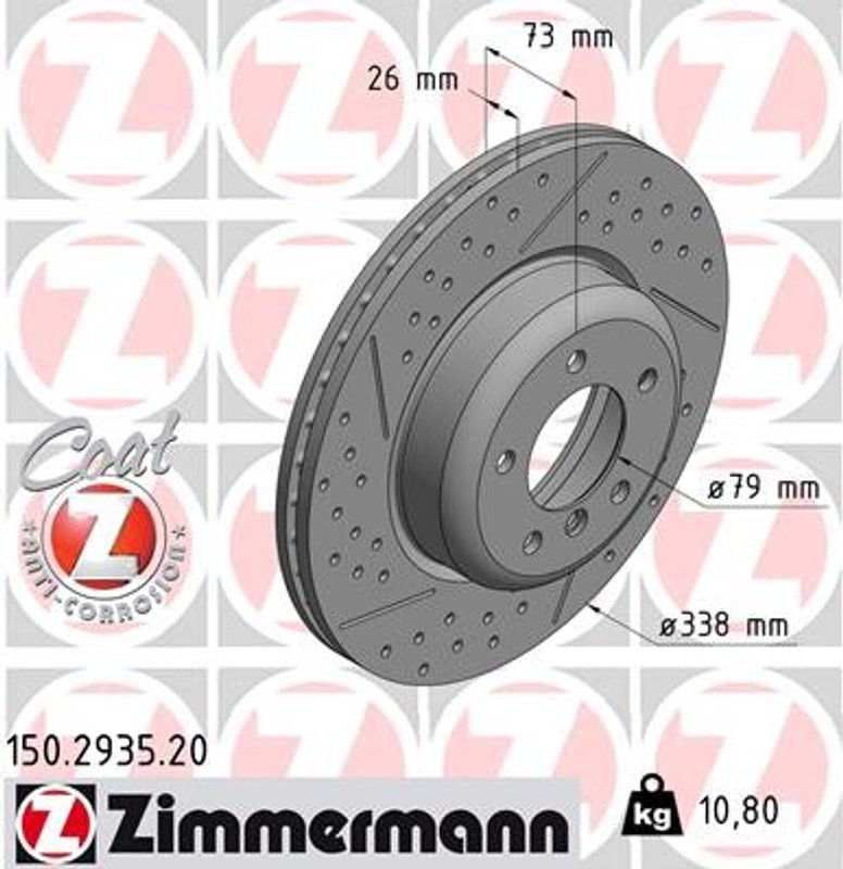 Zimmermann 150.2935.20 Disc Brake Rotor - Front