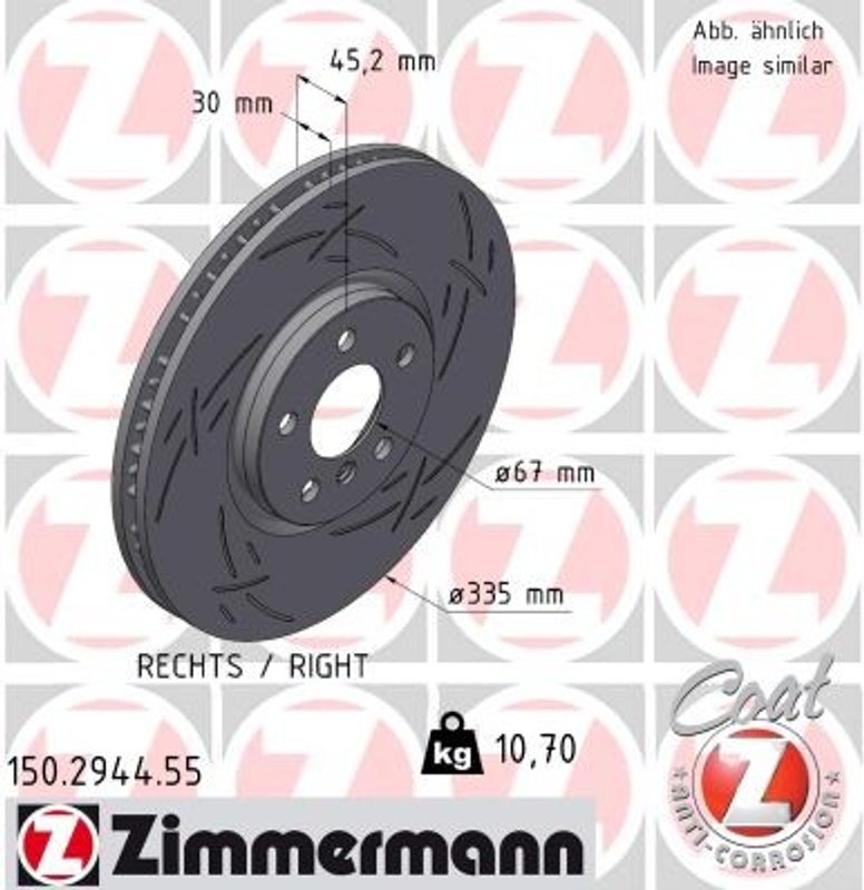 Zimmermann 150.2944.55 Disc Brake Rotor - Front