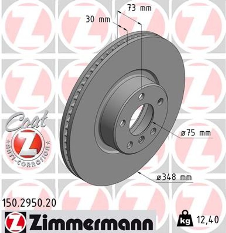 Zimmermann 150.2950.20 Disc Brake Rotor - Front Right