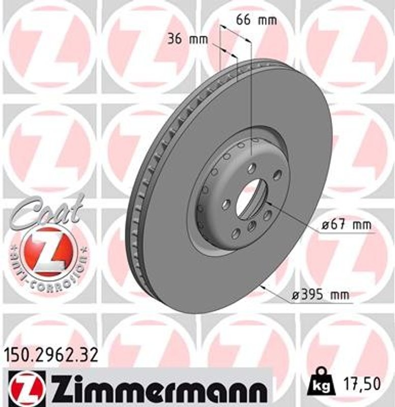 Zimmermann 150.2962.32 Disc Brake Rotor - Front Left
