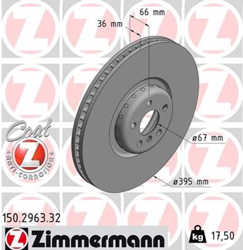 Zimmermann 150.2963.32 Disc Brake Rotor - Front Right