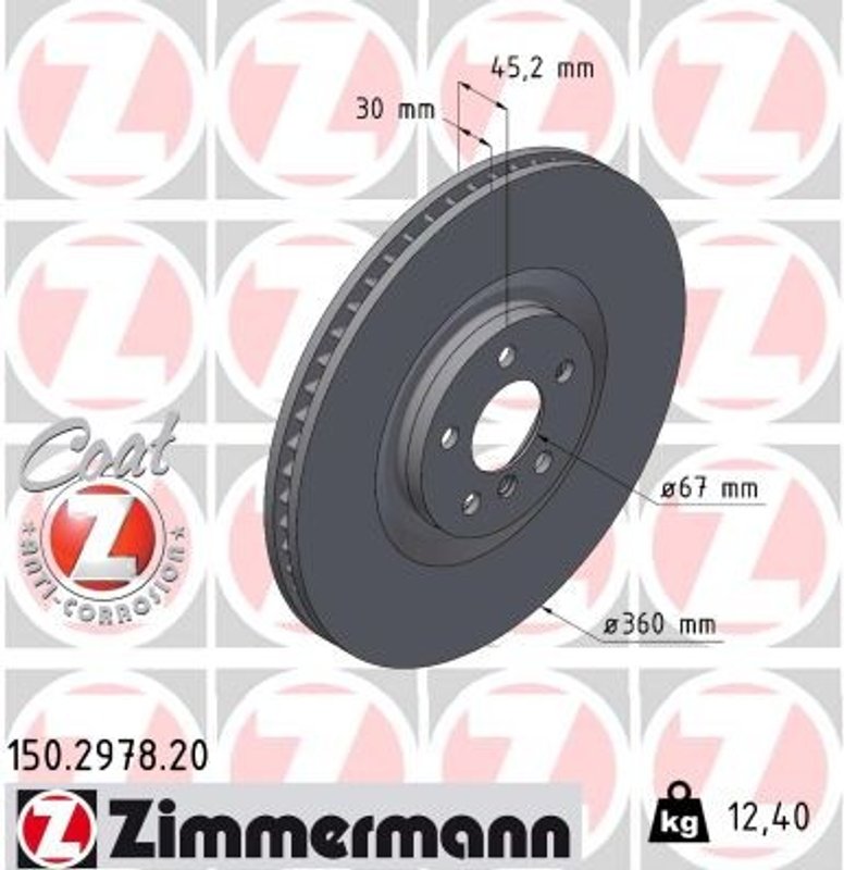 Zimmermann 150.2978.20 Disc Brake Rotor - Front Right