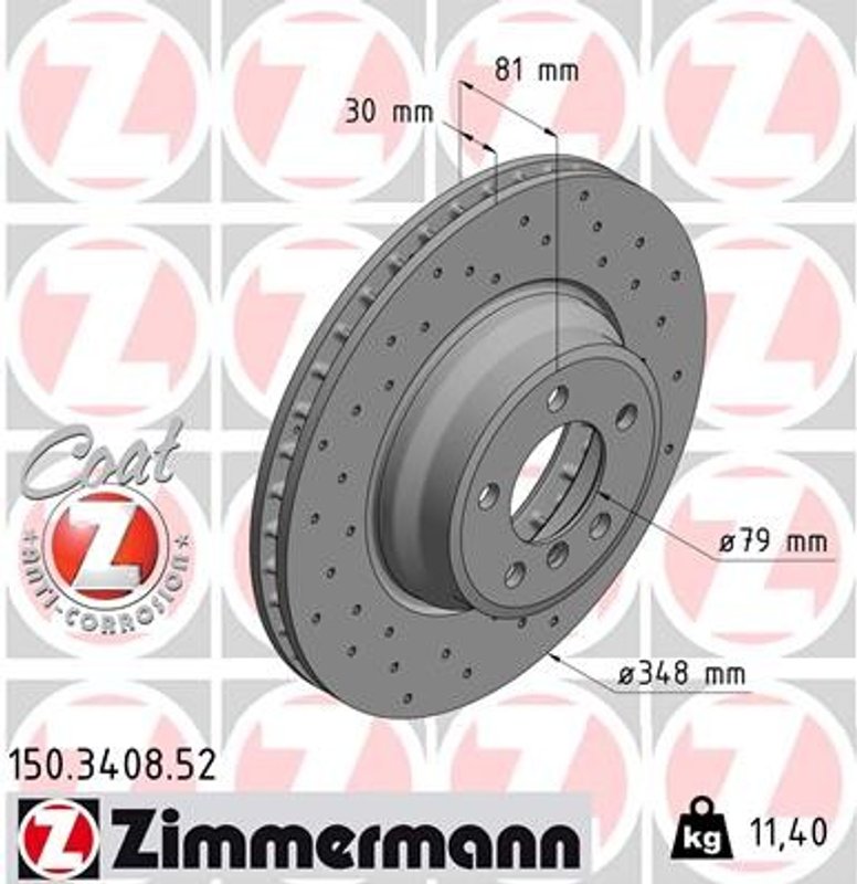 Zimmermann 150.3408.52 Disc Brake Rotor - Front