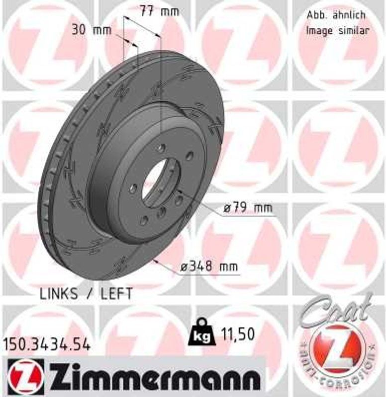 Zimmermann 150.3434.54 Disc Brake Rotor - Front or Front Left