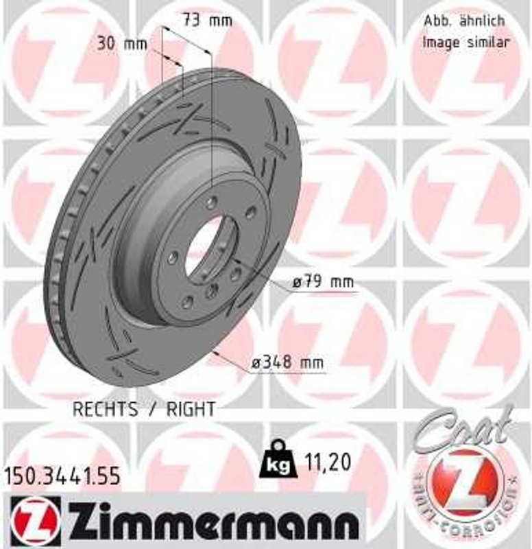Zimmermann 150.3441.55 Disc Brake Rotor - Front or Front Right