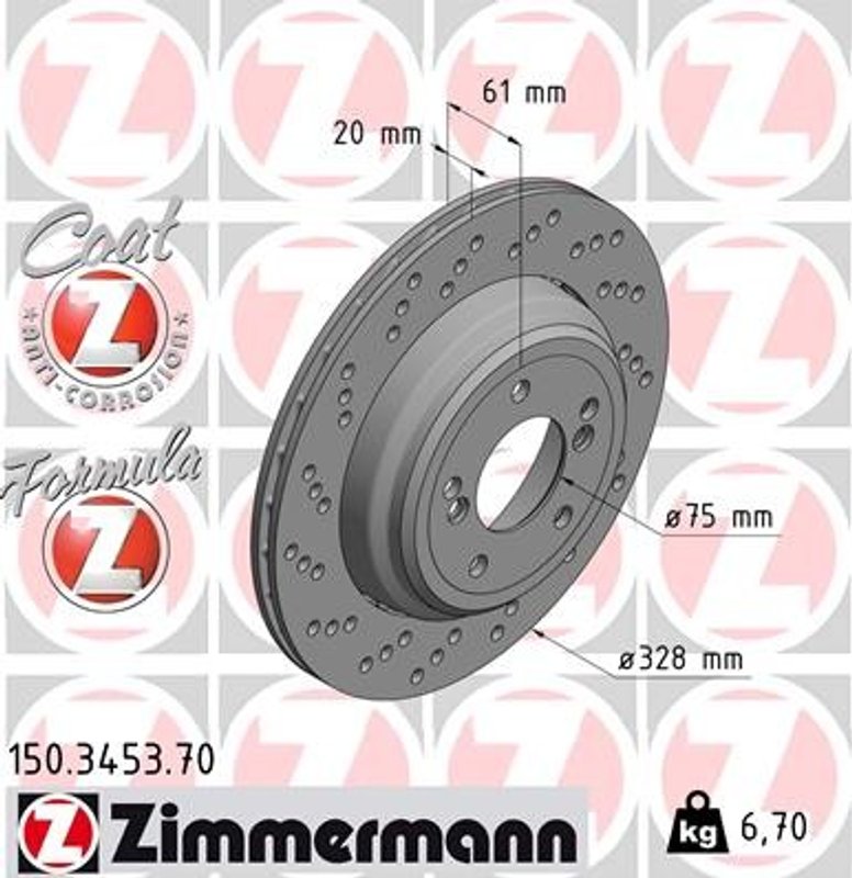 Zimmermann 150.3453.70 Disc Brake Rotor - Rear Left