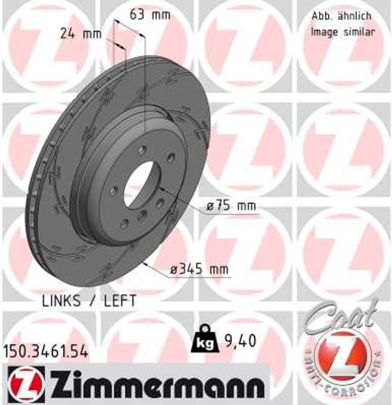 Zimmermann 150.3461.54 Disc Brake Rotor - Rear or Rear Left