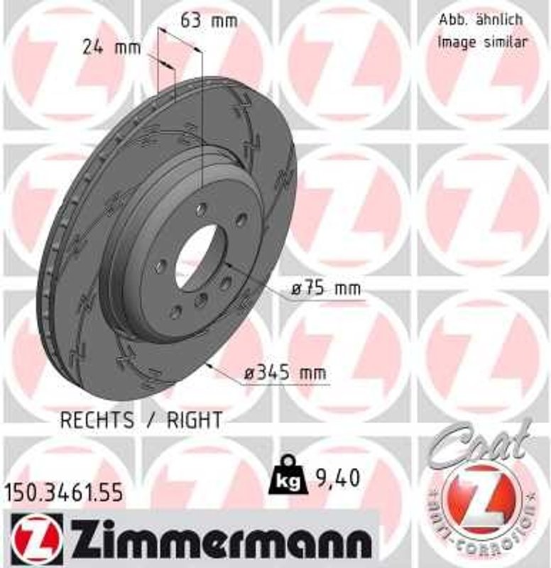 Zimmermann 150.3461.55 Disc Brake Rotor - Rear or Rear Right