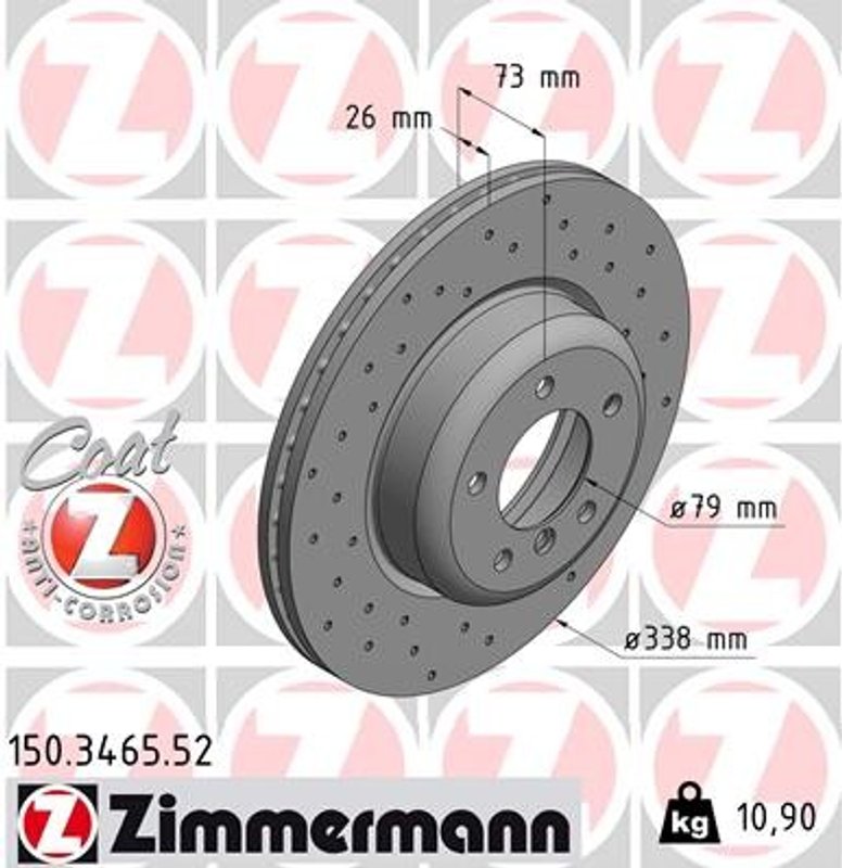 Zimmermann 150.3465.52 Disc Brake Rotor - Front