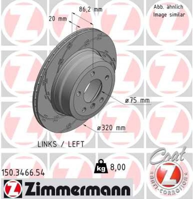 Zimmermann 150.3466.54 Disc Brake Rotor - Rear or Rear Left