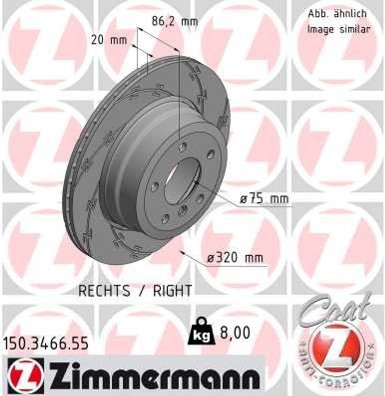 Zimmermann 150.3466.55 Disc Brake Rotor - Rear or Rear Right