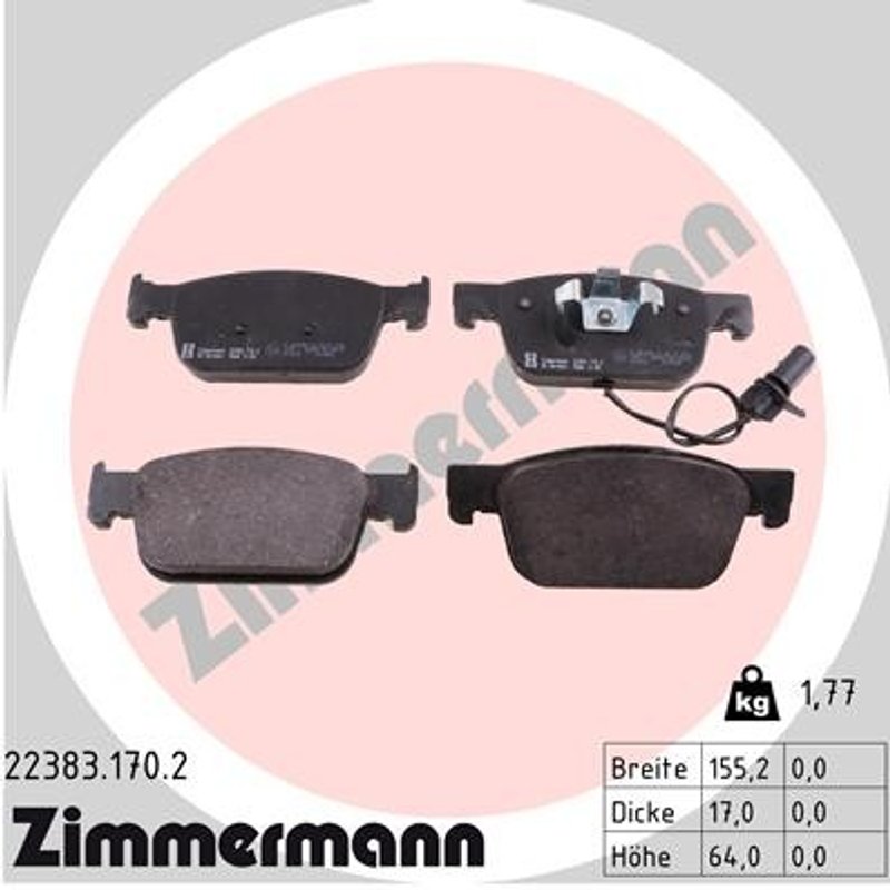 Zimmermann 22383.170.2 Disc Brake Pad Set - Front