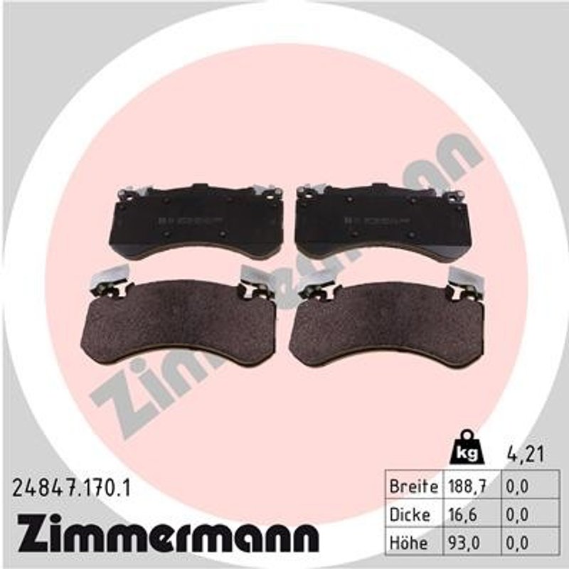 Zimmermann 24847.170.1 Disc Brake Pad Set - Front