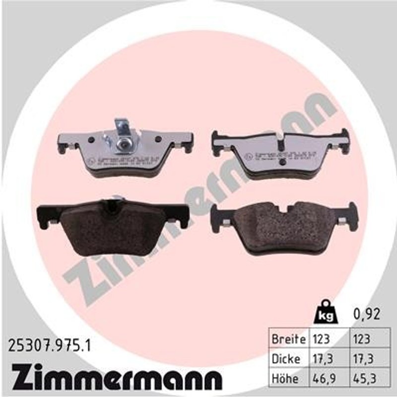 Zimmermann 25307.975.1 Disc Brake Pad Set - Rear