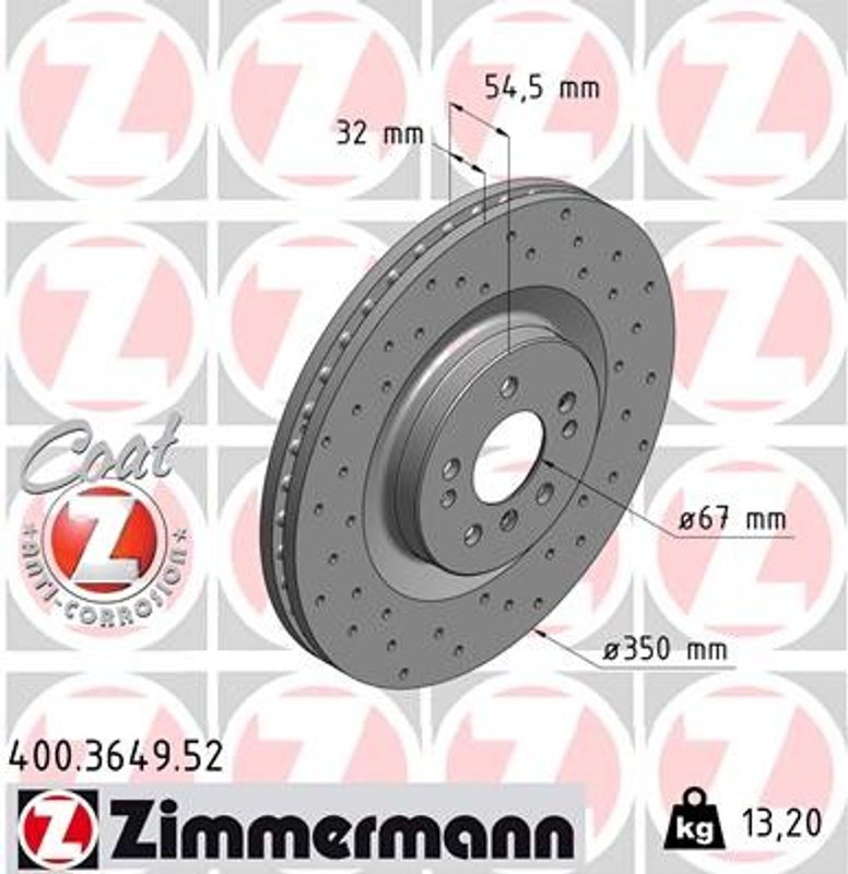 Zimmermann 400.3649.52 Disc Brake Rotor - Front