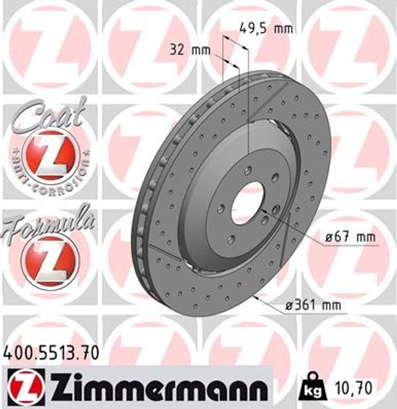 Zimmermann 400.5513.70 Disc Brake Rotor - Front