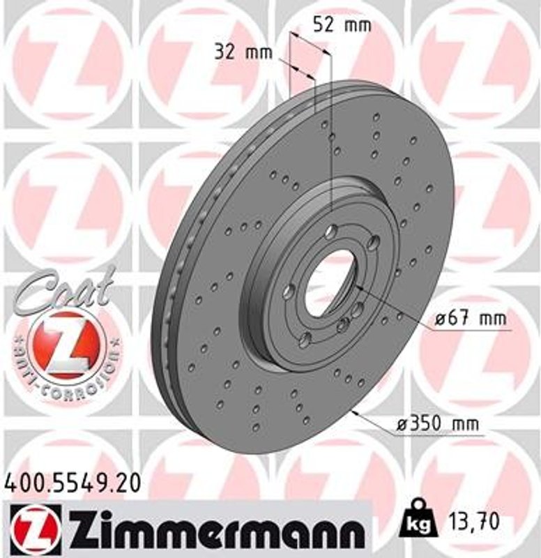 Zimmermann 400.5549.20 Disc Brake Rotor - Front, Front Left or Front Right