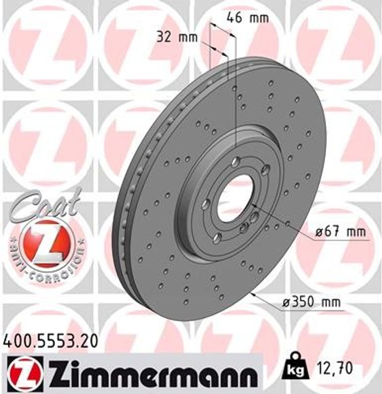 Zimmermann 400.5553.20 Disc Brake Rotor - Front Left or Front Right
