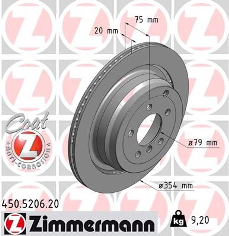Zimmermann 450.5206.20 Disc Brake Rotor - Rear