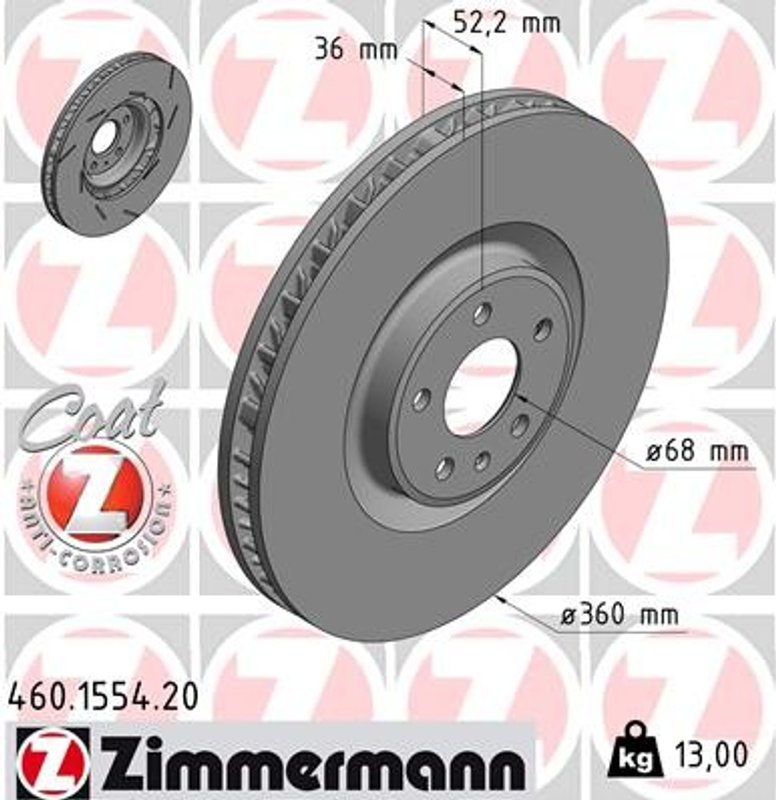 Zimmermann 460.1554.20 Disc Brake Rotor - Front Left