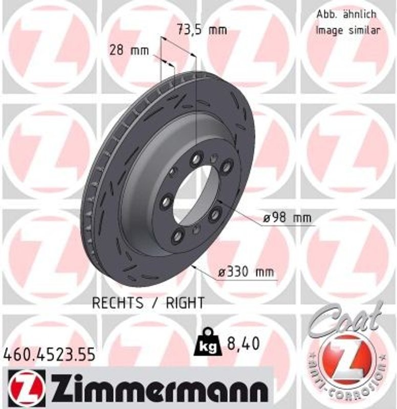 Zimmermann 460.4523.55 Disc Brake Rotor - Rear