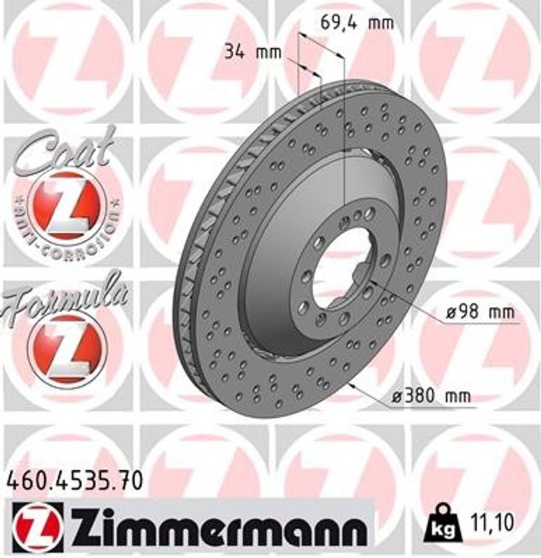 Zimmermann 460.4535.70 Disc Brake Rotor - Front Right