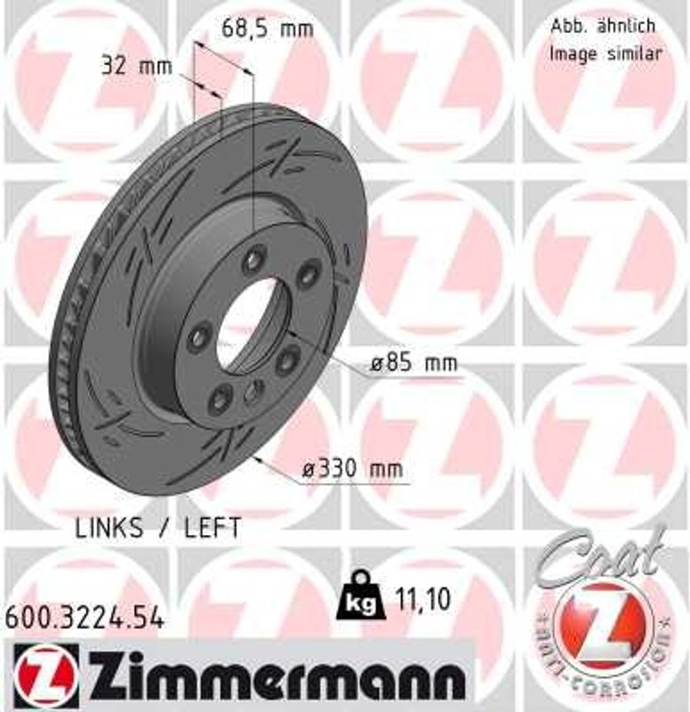 Zimmermann 600.3224.54 Disc Brake Rotor - Front Left