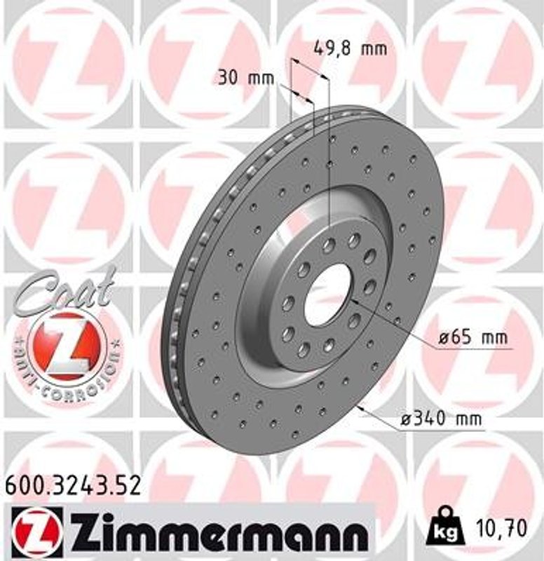 Zimmermann 600.3243.52 Disc Brake Rotor - Front
